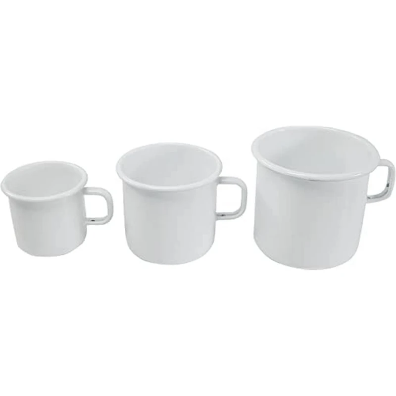 Home 2366812 Set of 6 Pignatti White Enamel Milk 12 cm Pots and Kitchen Preparation - Image 1