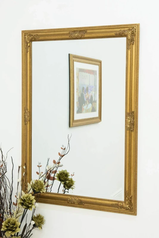 LargeGold Wall Mounted Mirror 3ft5 x 2ft5 (104cm x 73cm)