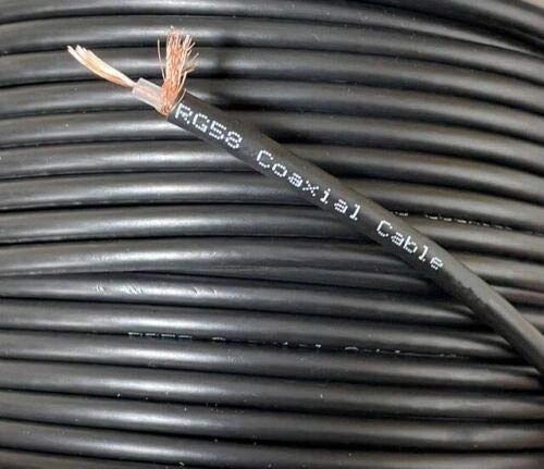 electrosmart RG58 Black Coax/Coaxial Cable - Multi-Strand - Impedance: 50 Ohm - Length 50m
