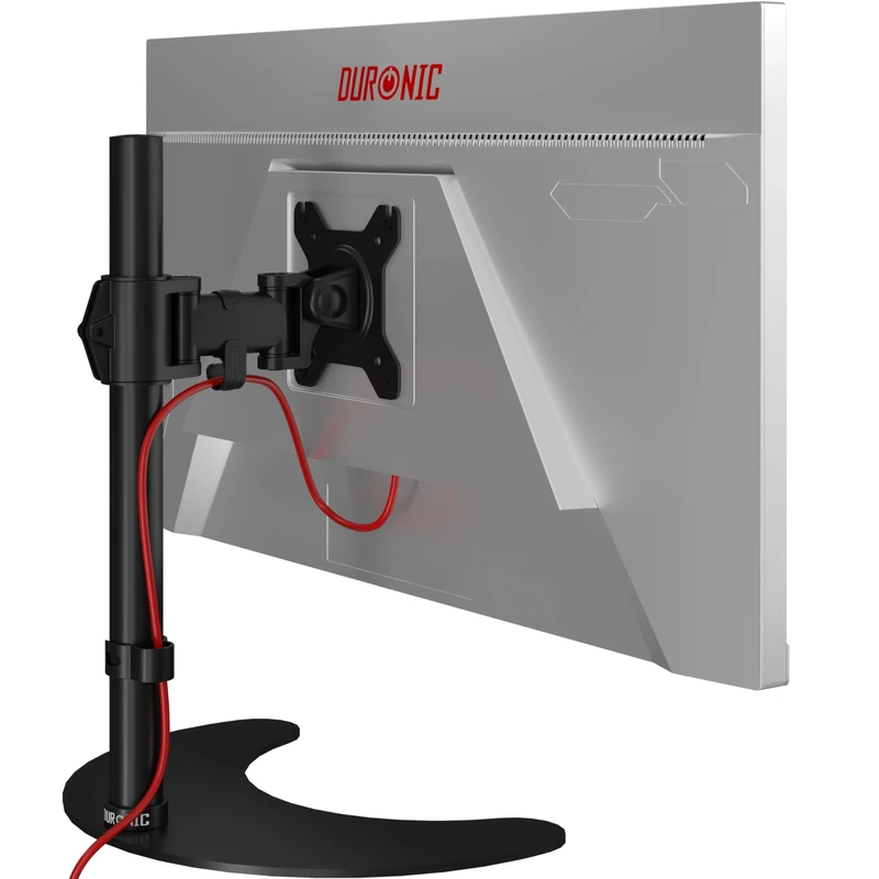Duronic Single Monitor Stand DM25D1 Monitor Arm Desk Mount for 13-27” Screens Adjustable Desk Riser with VESA 75 100 Freestanding Monitors Mount for Home Office Work