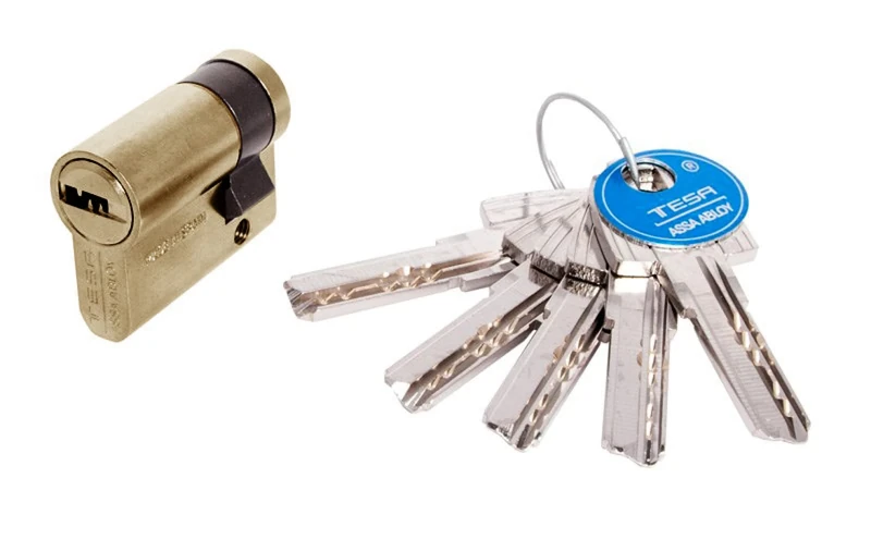 Tesa Assa Abloy T6556010L Security Cylinder, T60, Long Level, Wrench, Brass, 60 x 10 mm