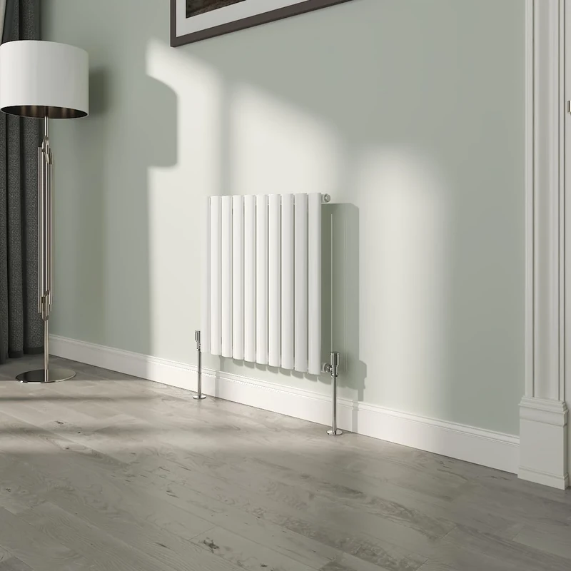 NRG White Oval Radiator Horizontal 600x590mm Single Panel Central Heating Radiators Perfect for Bathrooms Kitchen Living Room