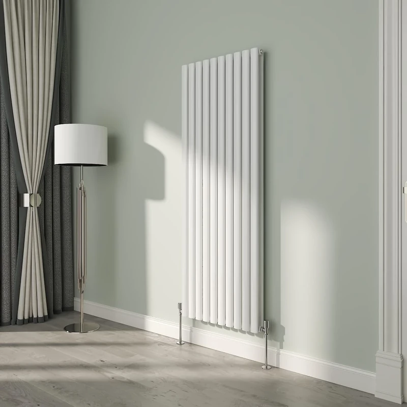 NRG White Oval Radiator Vertical 1600x590mm Double Panel Central Heating Radiators Perfect for Bathrooms Kitchen Living Room