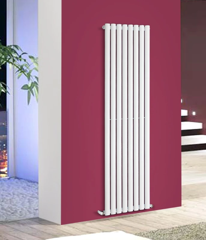 NRG Tall Vertical Oval Column Designer Radiator Modern 1800x472mm Bathroom Central Heating White Single Panel 15 Year Guarantee