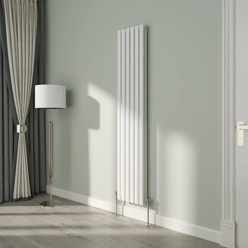 NRG White Oval Radiator Vertical 1800x354mm Double Panel Central Heating Radiators Perfect for Bathrooms Kitchen Living Room