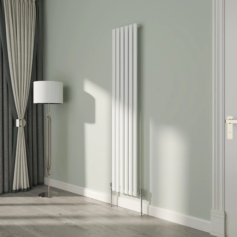 NRG White Oval Radiator Vertical 1800x354mm Single Panel Central Heating Radiators Perfect for Bathrooms Kitchen Living Room