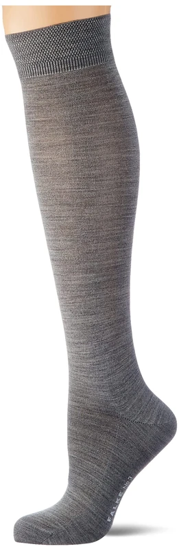 FALKE Women's No. 3 W Kh Wool Silk Long Plain 1 Pair Knee-High Socks, Grey Light Melange 3388, 2.5-3.5