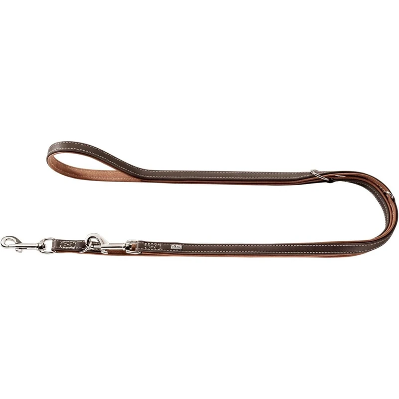 HUNTER PORTO Adjustable Dog Lead, Leather, Premium Leather, Vegetable, Environmentally Friendly, Sustainable, 2.0/200 cm, Dark Brown/Cognac