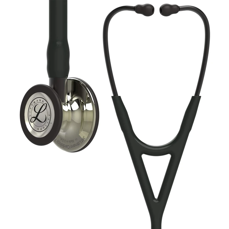 3M Littmann Cardiology IV Diagnostic Stethoscope, Champagne-Finish Chestpiece, Black Tube, Smoke Stem and Headset, 27 inch, 6179