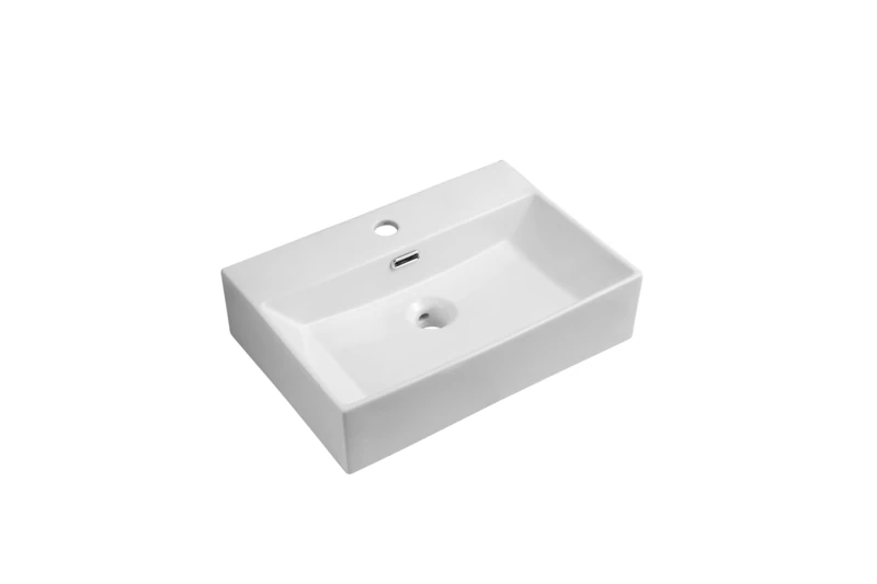 iBathUK Modern Wall Hung Rectangular Counter Top Ceramic Wash Basin Sink
