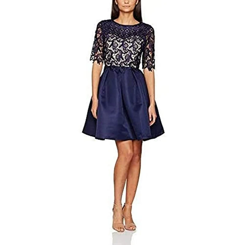 Little Mistress Women's Pleated no Information|#255 Long Sleeve Skirt, Blue (Navy), 16 - Image 1