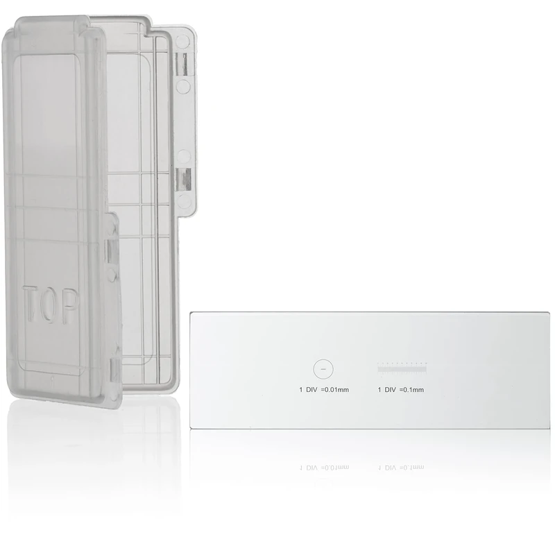 Bresser Microscope Blank Slide with 0.1/0.01 mm Micrometer - Transparent