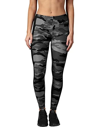 Urban Classics Women's Stripe Leggings, Multicoloured (Dark Camo/Black 00840), XL