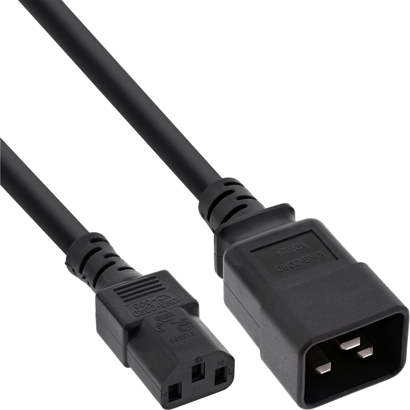 InLine® 16659E Power Adapter Cable to IEC 60320 °C20 to C13 – 3 x 1.5 mm² max. 10 A, 3 M Black - Image 1