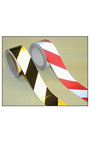 Caledonia Signs 58643 Reflective Self-Adhesive Safety Tape, 50 mm x 25m, Red/White