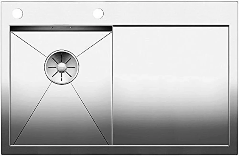 BLANCO Zerox 4 S-IF 521622 Kitchen Sink Left Basin for Normal and Flush Installation Zero Radius Design InFino Spout Stainless Steel Silk Gloss