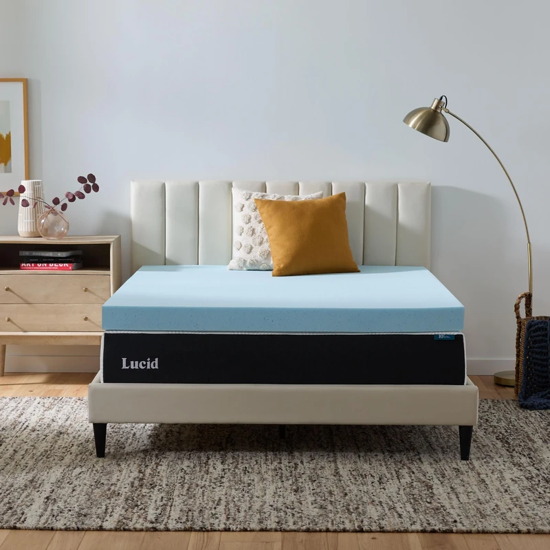 Lucid 4" Gel Memory Foam Mattress Topper, Twin XL - Image 1