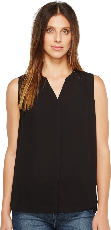NYDJ womensMGGT3256Sleeveless Pintuck Blouse Sleeveless Blouse - Black - X-Large