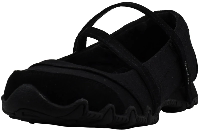 Skechers Women's Bikers-Fiesta Mary Jane Flat, Black, 5.5