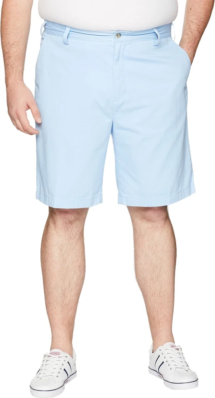 Nautica Men's Cotton Twill Flat Front Chino Short, Noon Blue, 42W Tall