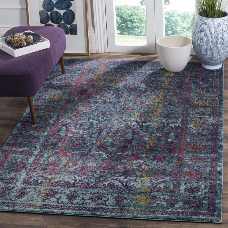 Safavieh Traditional Indoor Woven Rectangle Area Rug, Granada Collection, GRA351, in Blue / Multi, 91 X 152 cm for Living Room, Bedroom or Any Indoor Space