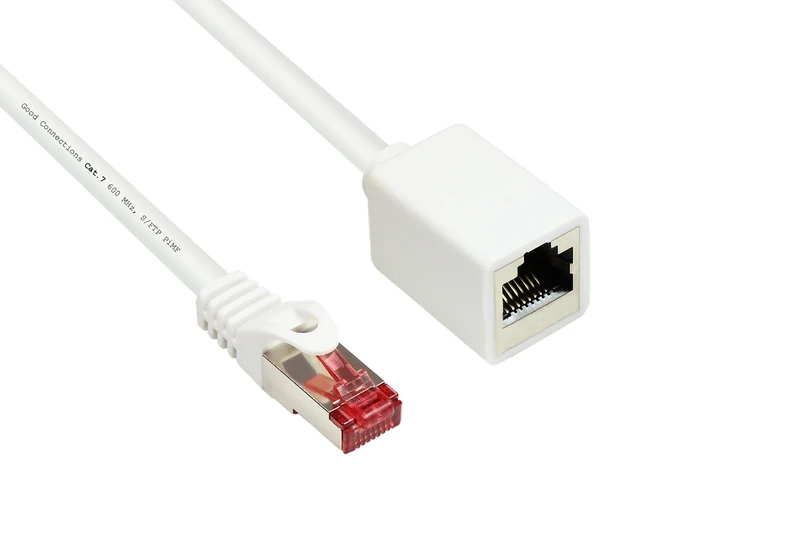 Good Connections Cat.5e Ethernet LAN Patch Cable Snagless RNS, SF/UTP, 100 MHz; Gigabit Capable (10/100/1000 Base-T Ethernet Networking) for Patch Panel, Switch, Router, Modem white White 1 m - Image 1