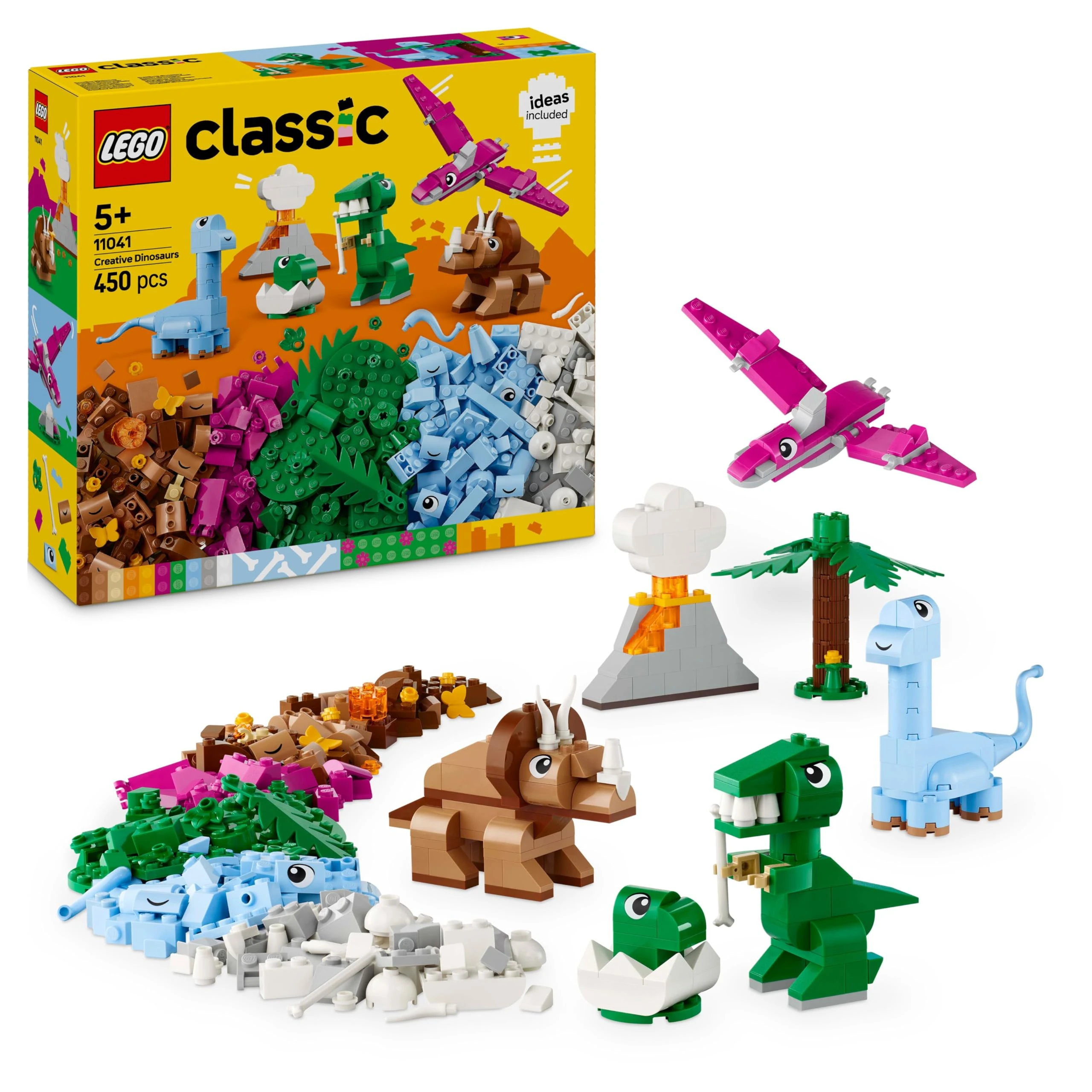 LEGO Classic Creative Dinosaurs Set, Building Toys for Kids, Assorted Bricks for Imaginative Play, Includes T. Rex, and Triceratops Dino Figures, Birthday Gift for 5 Plus Year Old Boys and Girls 11041