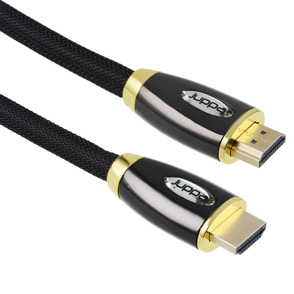 Juppa® PRO-BLACK HDMI 2.0/2.0a Certified High-Speed Cable with Ethernet, ARC and CEC, HDR, Nylon Braided, 24k Gold Plugs - 4K 2160p @60Hz 18 Gbps 26AWG - 3M