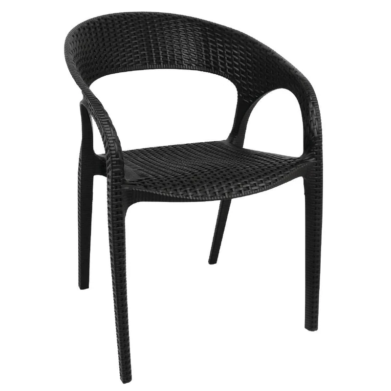 Bolero Stackable Chairs Charcoal (4 pack) - Ideal for Garden, Patios Indoor or Outdoor Use GR363