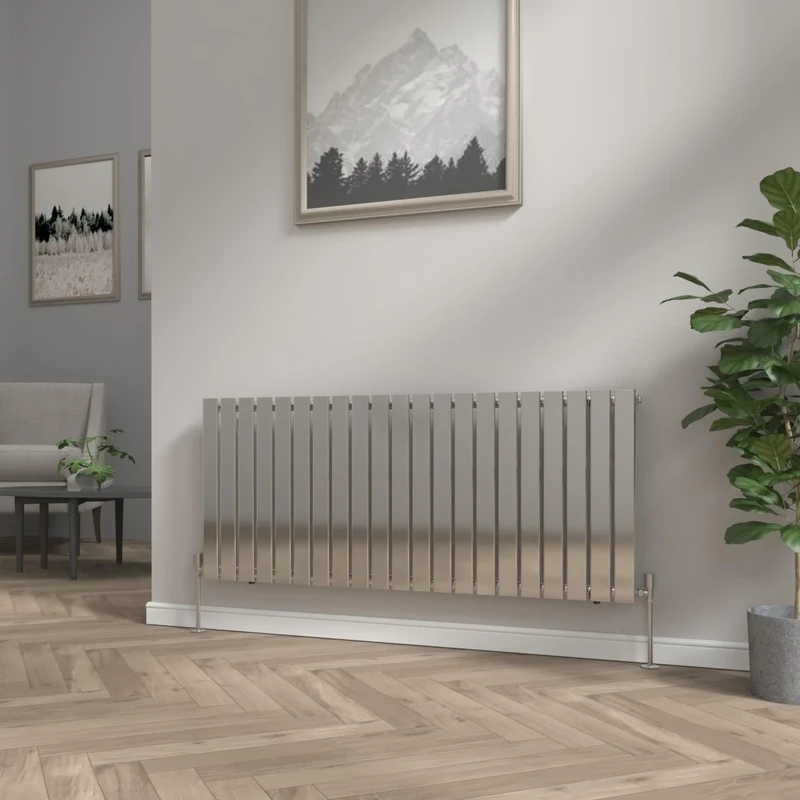 NRG 600x1428mm Horizontal Flat Panel Designer Bathroom Central Heating Radiator Chrome Single Column - Perfect for Bathroom, Bedroom, Kitchen, Hallway, Living Room