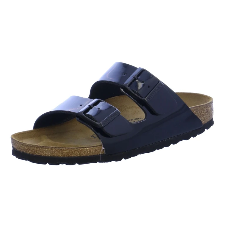 Birkenstock Women's Arizona Birko-Flor Patent Open Toe Sandals, Black (Schwarz Lack), 2.5 UK (35 EU)