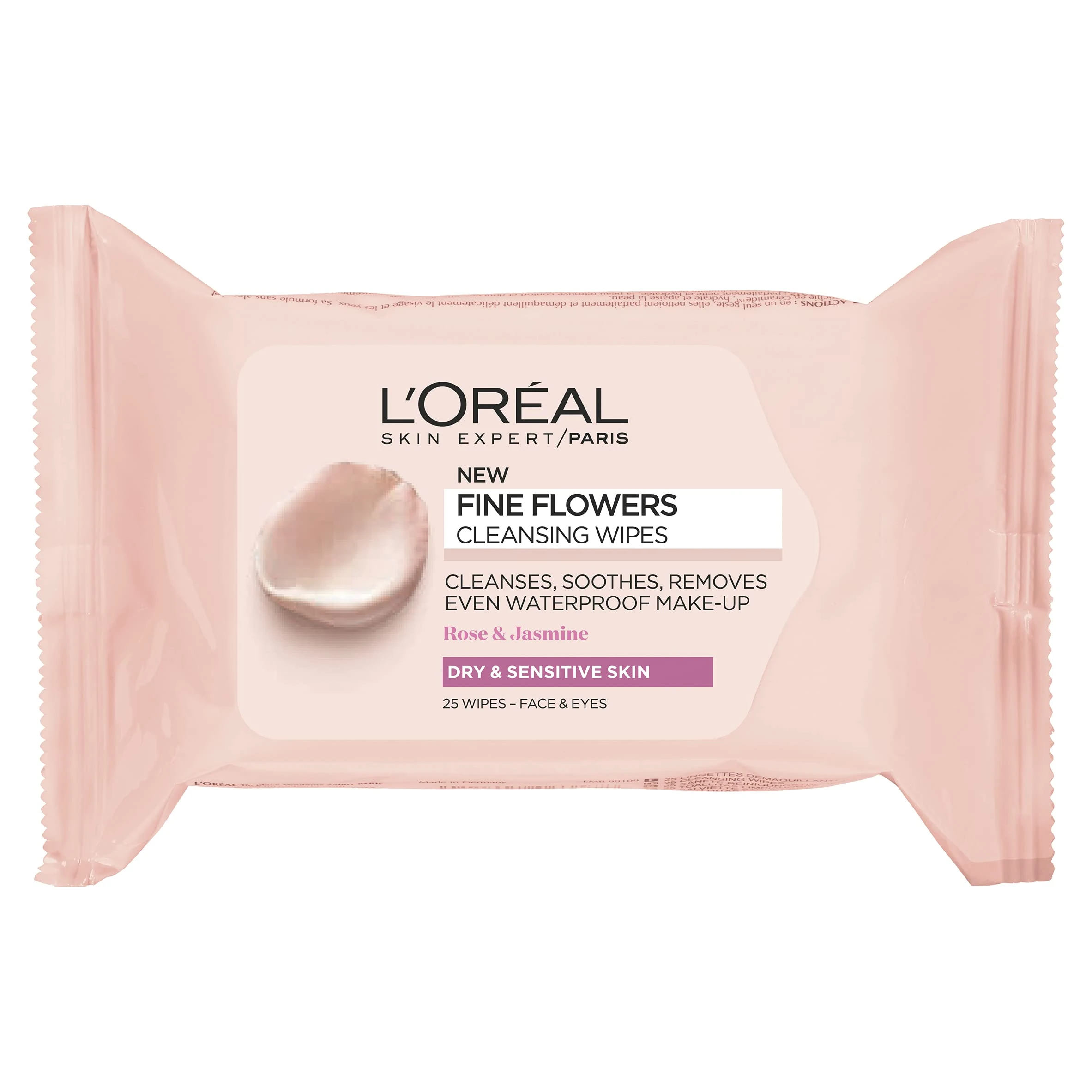 L'Oreal Paris Fine Flowers Cleansing Wipes-Dry and Sensitive Skin x25