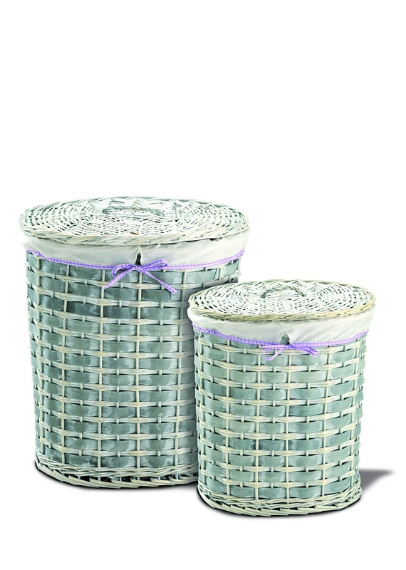 King Home P1129813 Laundry Basket Oval Wicker Set 1/2, 52X40X58H 47X35X53H - Image 1