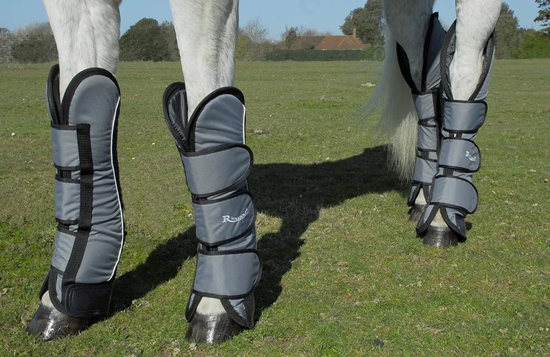 Rhinegold Elite Full Length Travel Boots-Full-Silver/Black
