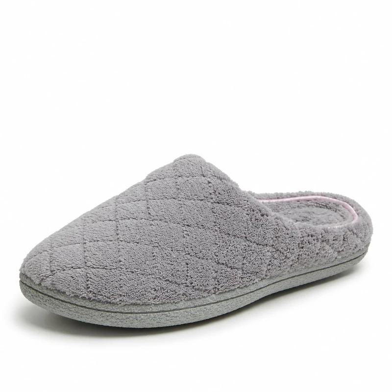 Dearfoams Women's Leslie Quilted Terry Clog with Wide Widths Slipper, Mid-Grey, Large UK