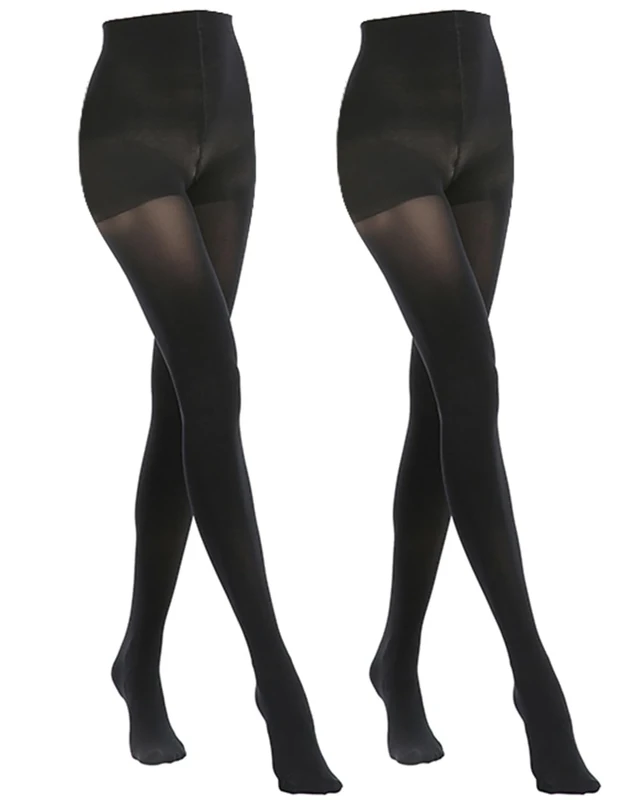 MANZI 2 Pair Opaque Control-Top Tights - 70 Denier Black M