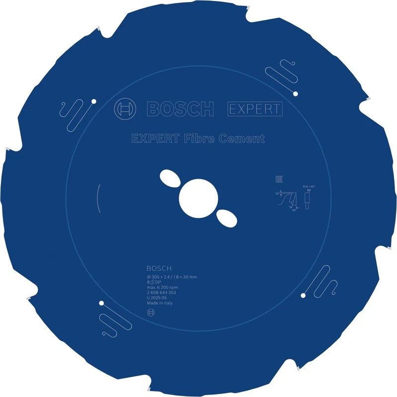 Bosch Professional 2608644353 Expert for Fibre Cement Circular Saw Blade (for Fibre Cement, 305 x 30 x 2.4 mm, 8 Teeth,Circular Saw Accessory), Diameter 305 mm