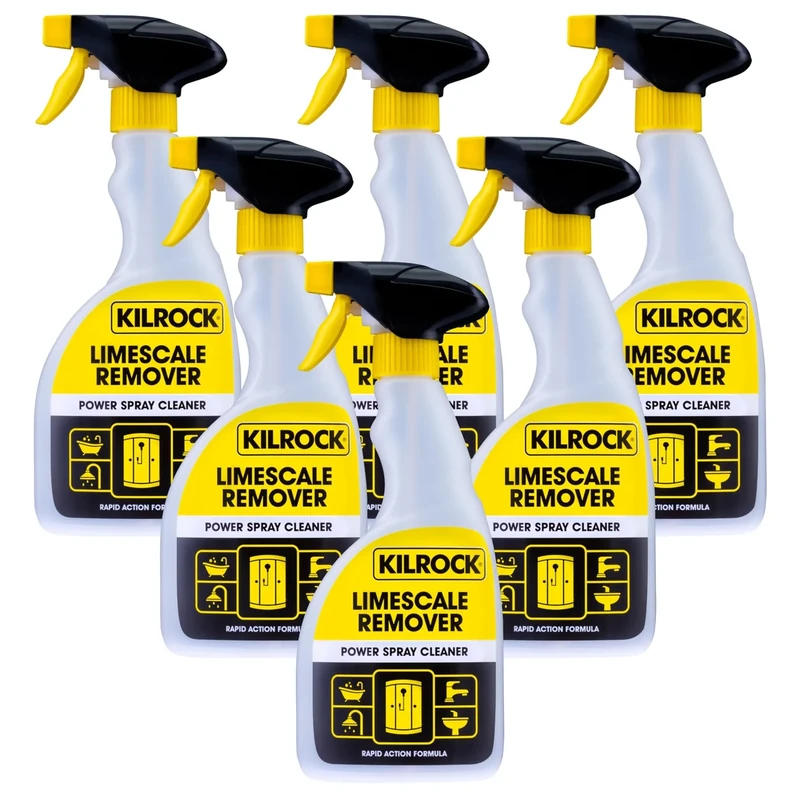 Kilrock Limescale Remover Power Spray Cleaner 6 x 500ml - Rapid Action Formula - 100% Limescale Removal, Destroys Hard Water Stains - Perfect for Bathrooms, Sinks, Shower Screens, Toilets, Baths.