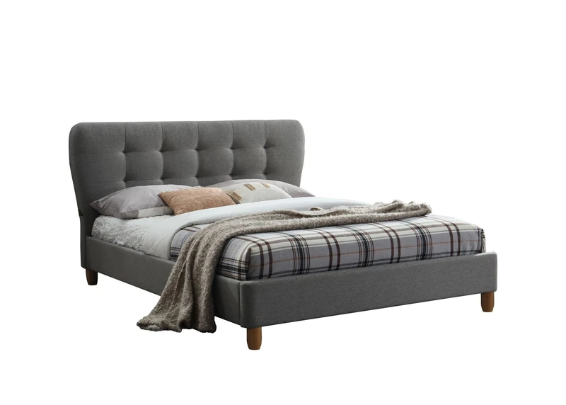 Birlea 120cm Stockholm Fabric Bed, Grey, Polyester, 4'