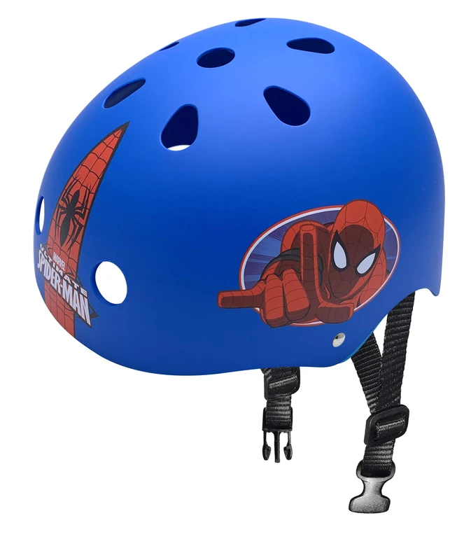 Boy's Spiderman Stamp Skateboard Helmet, Matt Blue, 53-57 cm