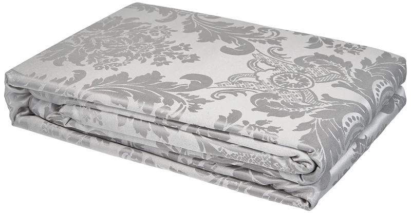 Catherine Lansfield Damask Jacquard Super King Duvet Cover Set with Pillowcases Silver Grey