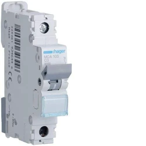 Hager m Series - Automatic magnetothermic -m Curve-c 6ka 1 Pole 3a