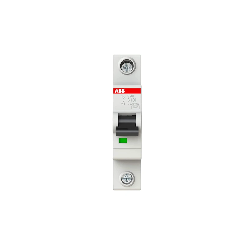 ABB S201-C100 Miniature Circuit Breaker, 1 Pole, Type C, 6kA Breaking Capacity, 100 Amp Current (2CDS251001R0824)