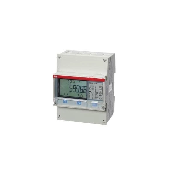 ABB Protecta Plus B23 312-100 Energy Meter • 3-Phase 65A Direct Connected • RS485 Modbus RTU • Multi-Tariff • 2 In / 2 Out • MID Class B • DIN Rail 4 Modules • 2CMA100169R1000