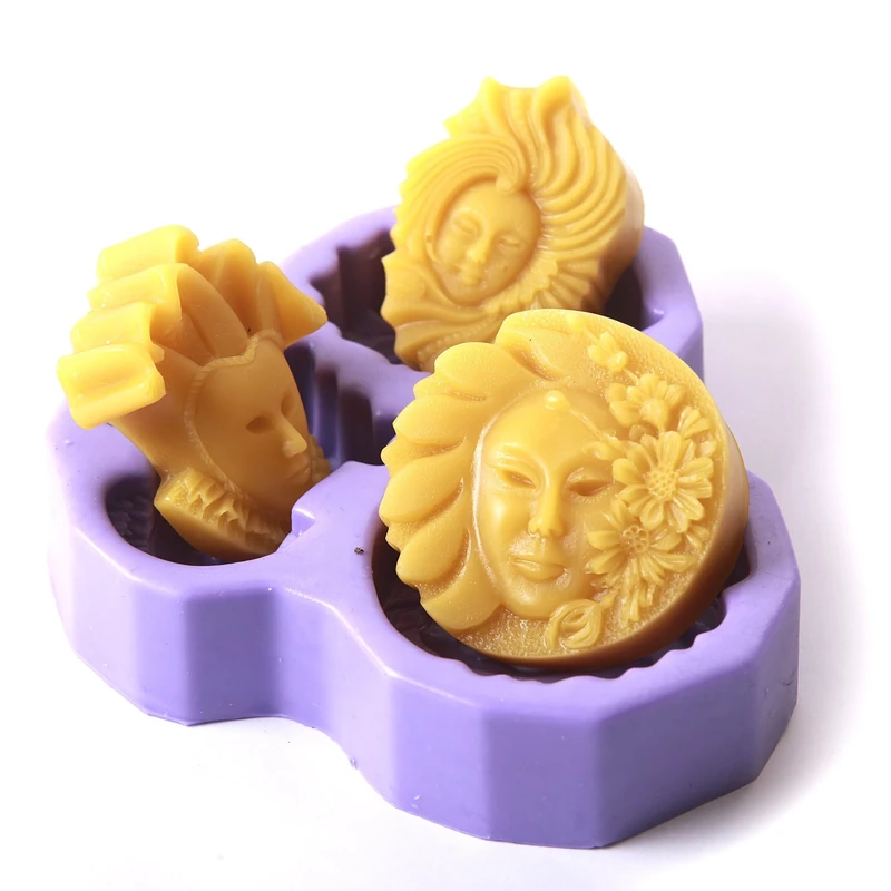 World Of Moulds | Three Faces Silicone Mould x 5