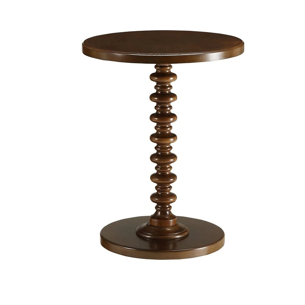 Acme Acton Round Wooden End Table in Walnut
