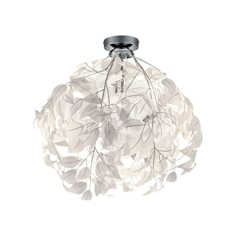 Reality Leuchten Leavy R60461001 Ceiling Light Metal Matte Nickel Leaves White Excl. 1x E27