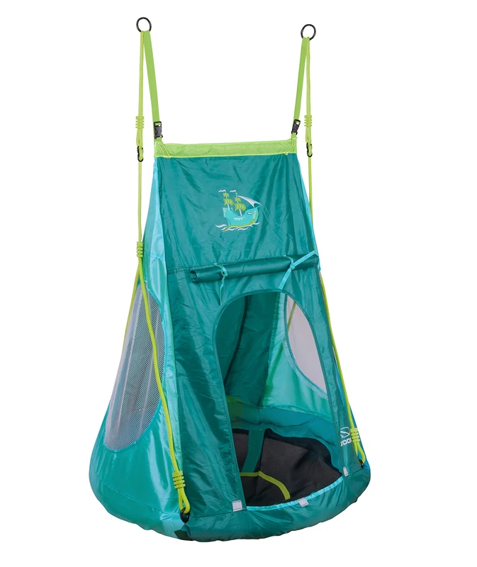 Hudora Unisex Nest Swing with Pirate Tent - Turquoise, 90 cm