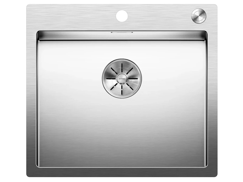 BLANCO CLARON 500-IF/A Stainless Steel Sink, Installation Type: Installation from Top and Flush-Mounted for 60 cm Wide Base Cabinets, Resistant to Scratches, Large Basin Volume