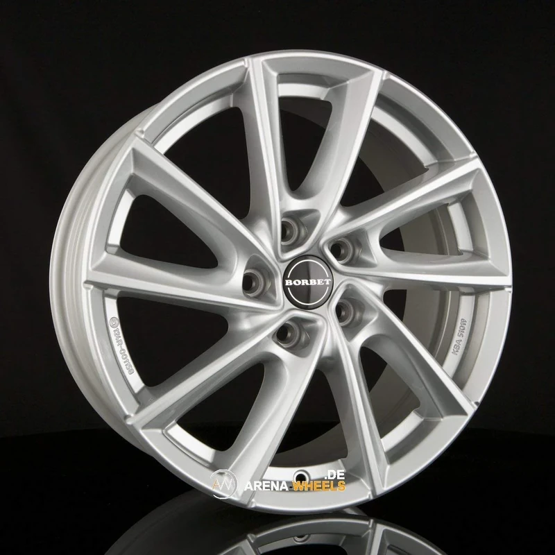 Borbet VT 7.5 x 17 ET 38 Bolt Circle 5 x 112 Hub Centering 66.5 VT 75738112566.5CS, Crystal Silver